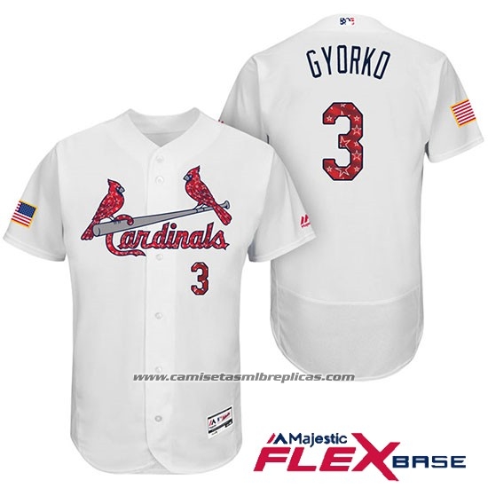 Camiseta Beisbol Hombre St. Louis Cardinals 2017 Estrellas y Rayas Jedd Gyorko Blanco Flex Base